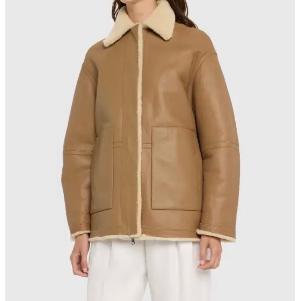 VINCE Reversible Leather and Shearling Jacket - Picture 4 of 11